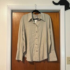 Linen Blend Button Down Shirt